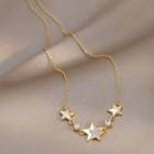 Star Rhinestone Pendant Alloy Necklace Gold - One Size