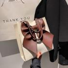 Faux Leather Bow Tote Bag