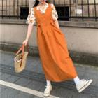 Short-sleeve Floral Print Shirt / Jumper Dress