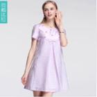 Short-sleeve Bow A-line Dress