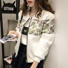 Printed Panel Baseball Jacket