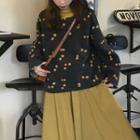 Dotted Embroidered Sweater / A-line Midi Skirt