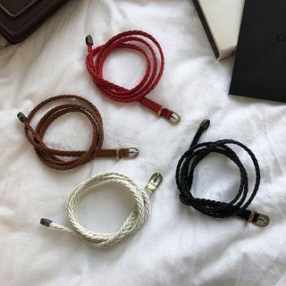 Faux Leather Braided Slim Belt