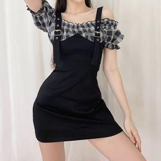 Mock Two-piece Cold Shoulder Jumper Dress