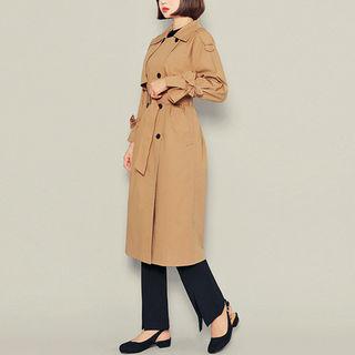 Double-breasted Flap-detail Trench Coat With Belt