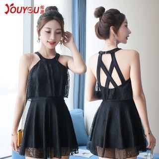 Halter Lace Swim Dress