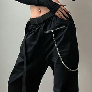 Chain Strap High Waist Wide Leg Pants