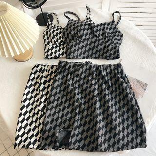 Set: Patterned Camisole Top + A-line Skirt