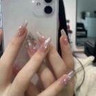 Glitter Faux Nail Tips Z035 - Pink - One Size
