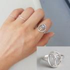 925 Sterling Silver Coconut Tree Open Ring White Gold - Size No. 14