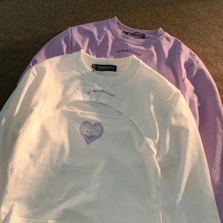 Set: Long Sleeve Lettering Crop Top + Short Sleeve Print T-shirt