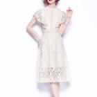 Short-sleeve Ruffled Lace Midi A-line Dress