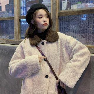 Color Block Button Fleece Jacket