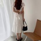 Open-back Short-sleeve Tiered Maxi A-line Dress