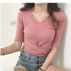 V-neck Short-sleeve Crop Top