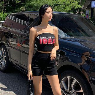Chain Strap Letter Print Camisole Top