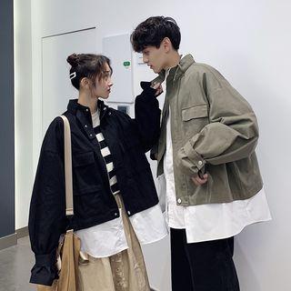 Couple Matching Mock Two-piece Zip Jacket