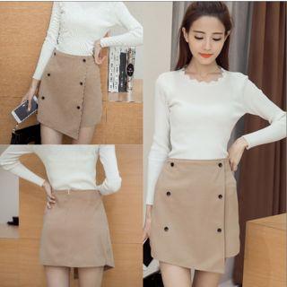 Double Breasted A-line Skirt
