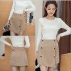 Double Breasted A-line Skirt