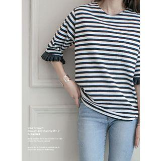 Frilled-detail Striped Top