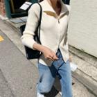 Zip-up Ribbed Knit Jacket