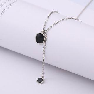 Disc Pendant Sterling Silver Necklace Black - One Size