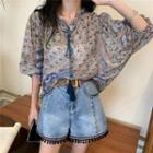 Ethnic Retro Wide 3/4-sleeve Top