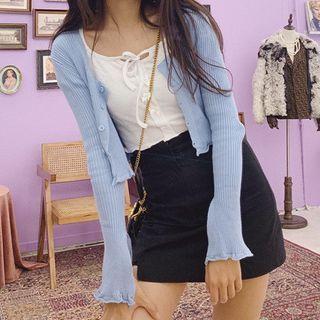 Retro Bell-sleeve Cardigan Sweater
