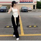 Asymmetrical One-shoulder Crop T-shirt / Wide-leg Pants