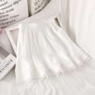 High-waist Lace-trim A-line Mini Skirt White - One Size