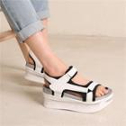 Metallic Velcro Platform Sandals