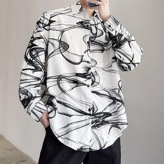 Tie-dyed Oversized Long-sleeve Shirt