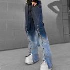 Gradient Lace-up Loose Fit Jeans