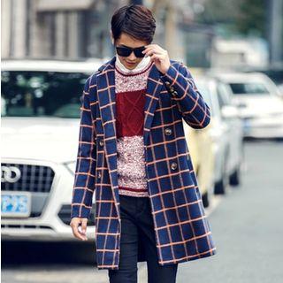 Double Breasted Plaid Coat