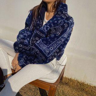 Paisley Faux-fur Oversized Jacket