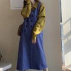 Polo Sweater / Double-breasted Midi Pinafore Dress