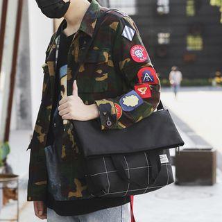 Nylon Plaid Messenger Bag