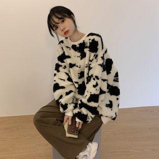 Long-sleeve Animal Pattern Sweater As Shown In Figure - One Size