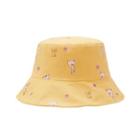 Cat Print Embroidered Lettering Reversible Bucket Hat