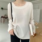 Plus Size Square-neck Ribbed Knit Top