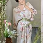 Puff-sleeve Floral Sheath Dress Dress - Off-white - One Size