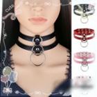 Hoop Alloy Layered Faux Leather Choker
