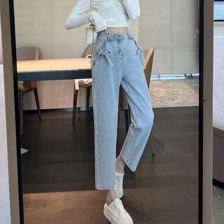 High Waist Tapered Cropped Jeans (various Designs)