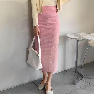 Gingham Long H-line Skirt