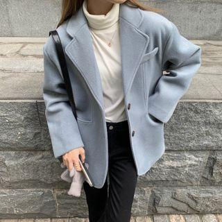 Single-breasted Plain Woolen Blazer