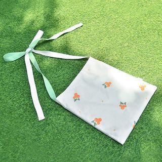 Orange Print Canvas Tote Bag 112 - Tangerine - White - One Size