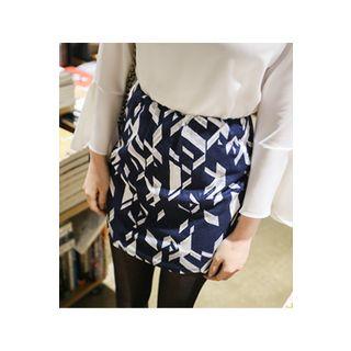 Wrap-front Patterned Mini Skirt
