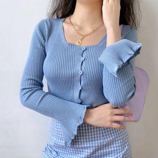 Retro Lace Trim Long-sleeve Cardigan