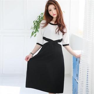 A-line Color-block Dress