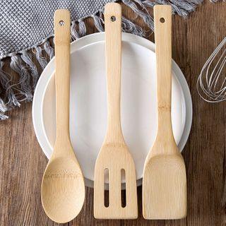 Set Of 3: Bamboo Spatula 1 Pc - Khaki - One Size